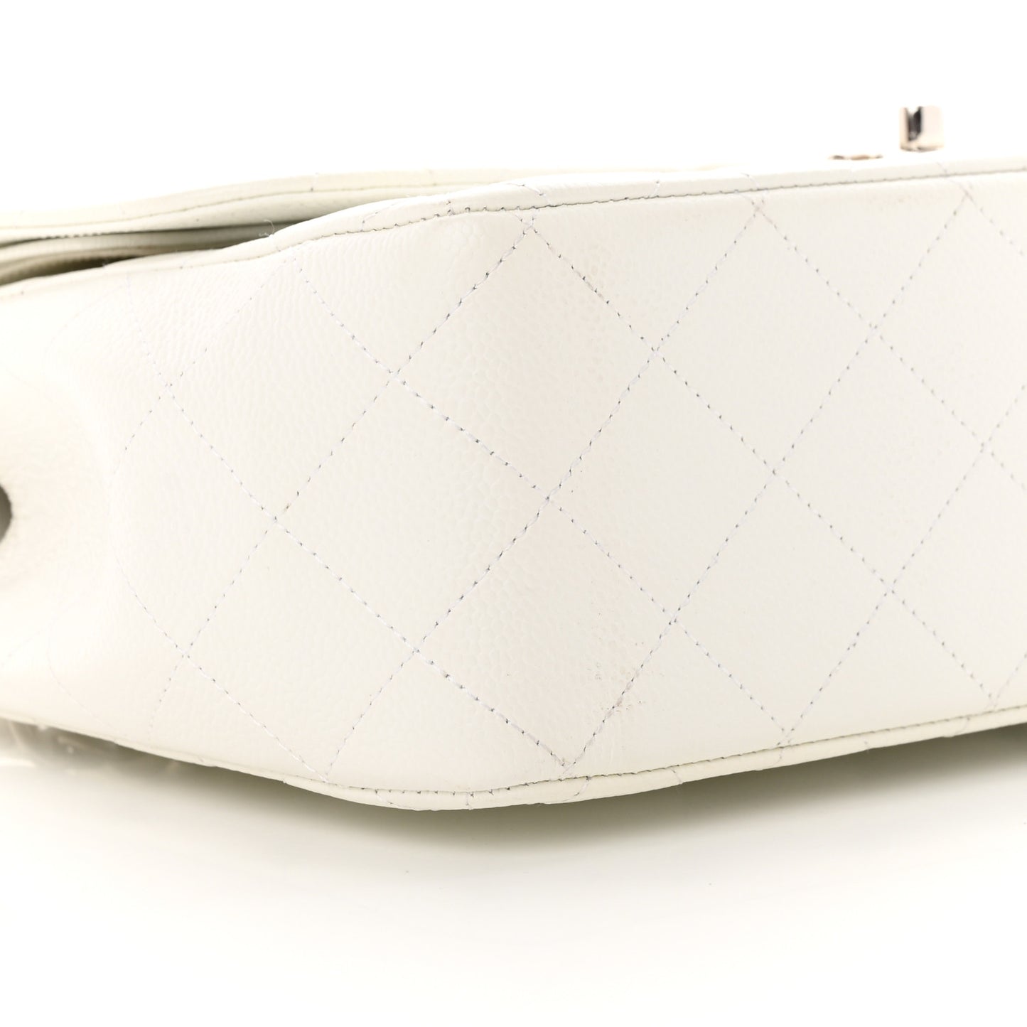 Caviar Quilted Jumbo Double Flap White