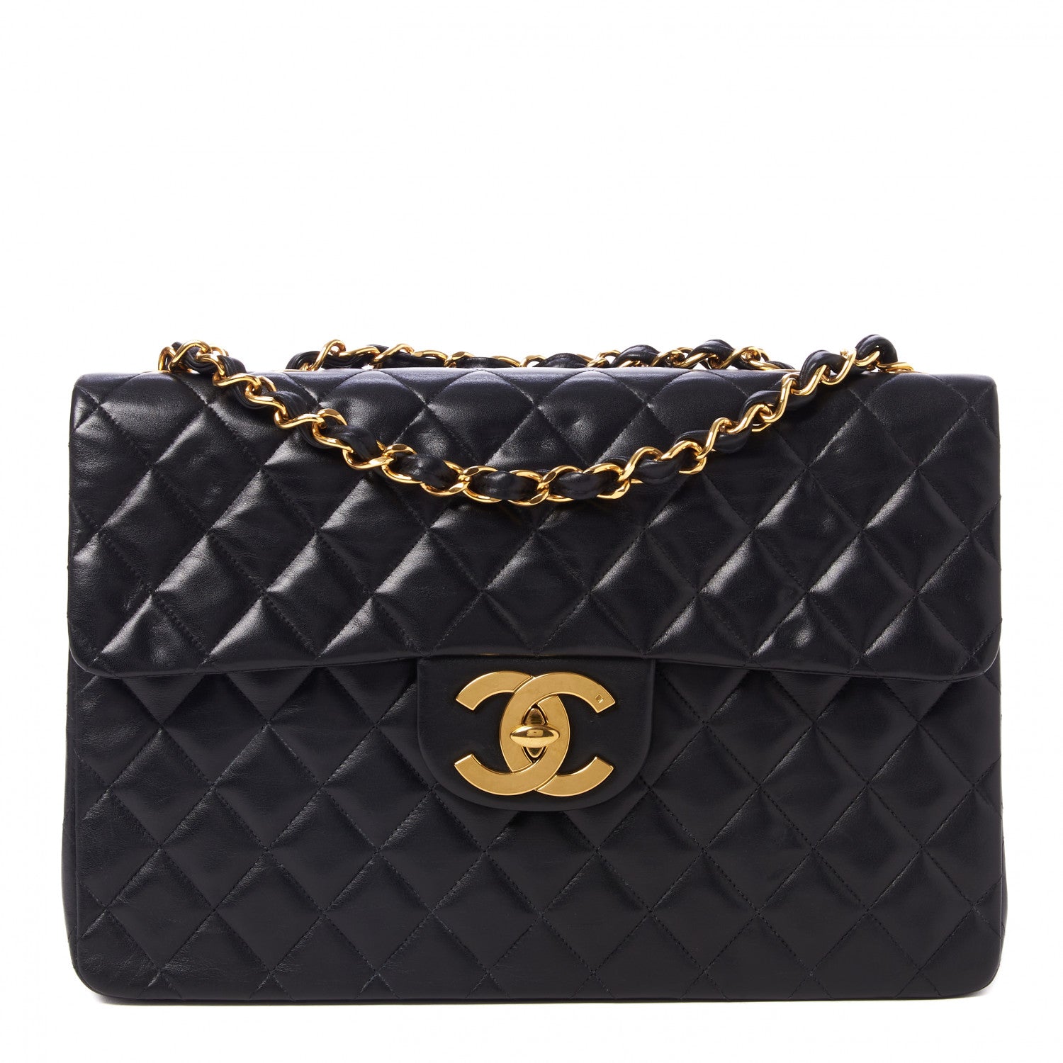 Chanel Lambskin Quilted XL Jumbo Single Flap Black 1 of 10
