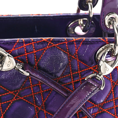 Christian Dior Metallic Lambskin Cannage Medium Anselm Reyle Lady Dior Purple Orange 10 of 13