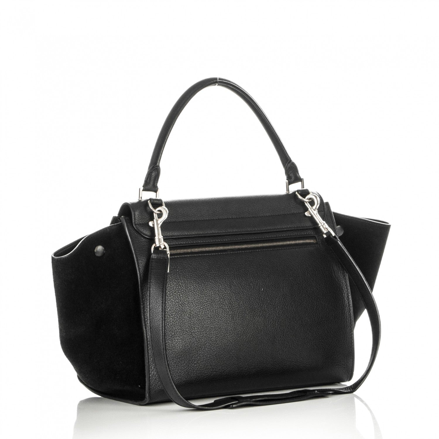 Celine Drummed Calfskin Suede Medium Trapeze Black 3 of 7
