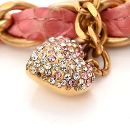 Chanel Snakeskin Mini Rectangular Valentine Charms Flap Pink 12 of 17
