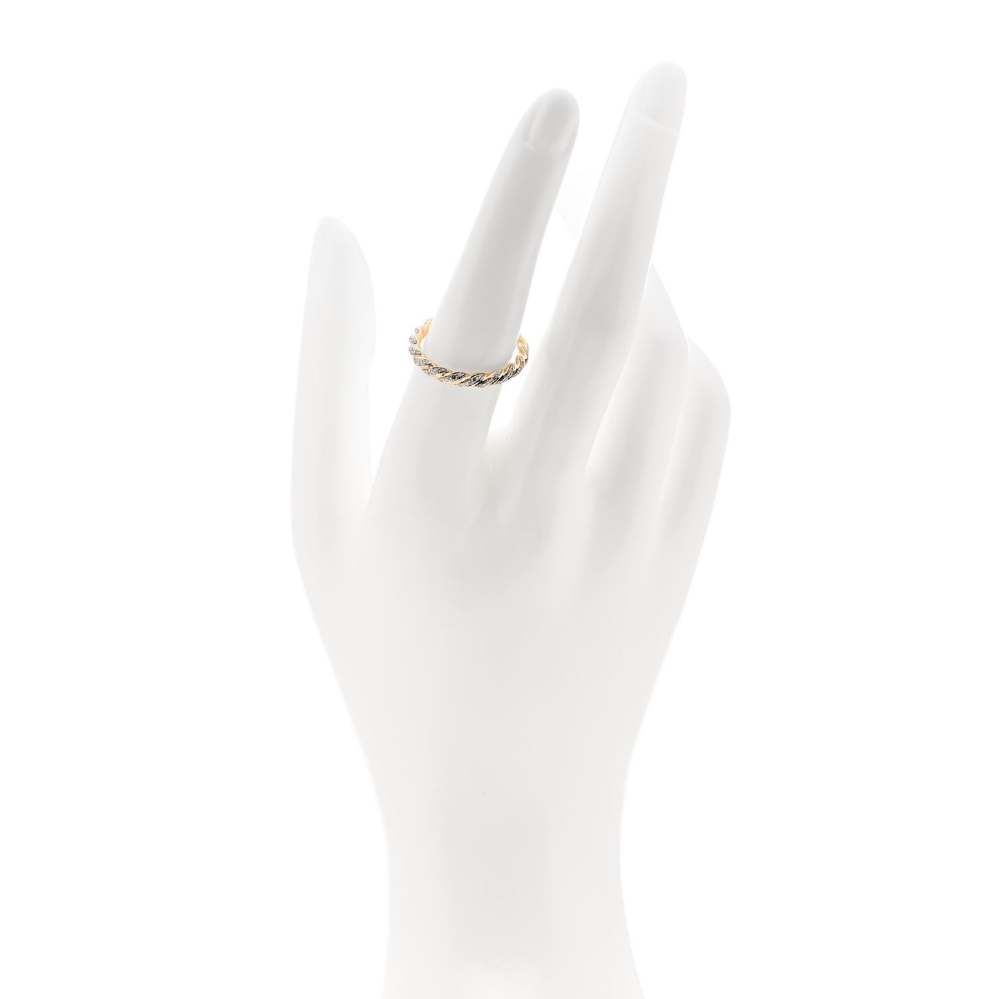 18K Yellow Gold Diamond Pave Petite Band Ring 54 7