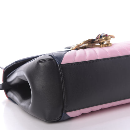 Gucci Calfskin Bamboo Trapuntata Queen Margaret Top Handle Bag Blue Agata Hibiscus Red Mystic White Sugar Pink 6 of 9