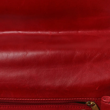 Chanel Calfskin Chevron Quilted Large Coco Handle Flap Red 12 of 12