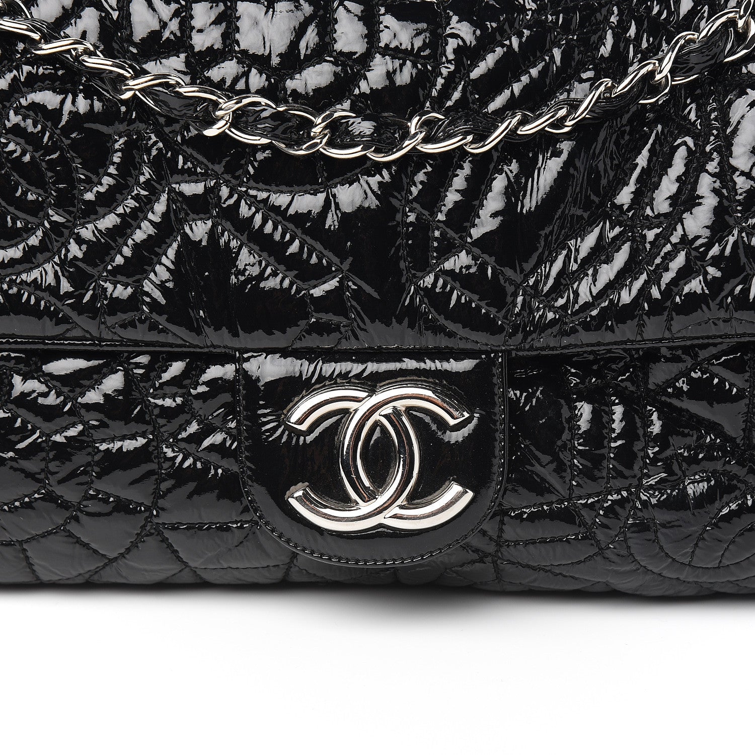 Chanel Vinyl Graphic Edge Flap Black 9 of 9