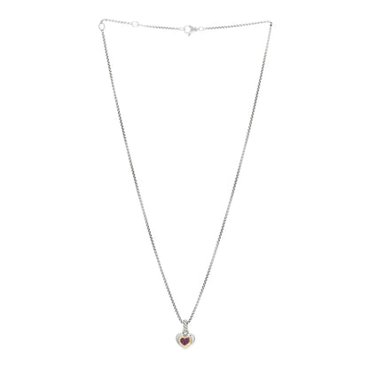 David Yurman DAVID YURMAN Sterling Silver 18K Yellow Gold Rhodolite Garnet Petite Cable Heart Pendant Necklace 2 of 5