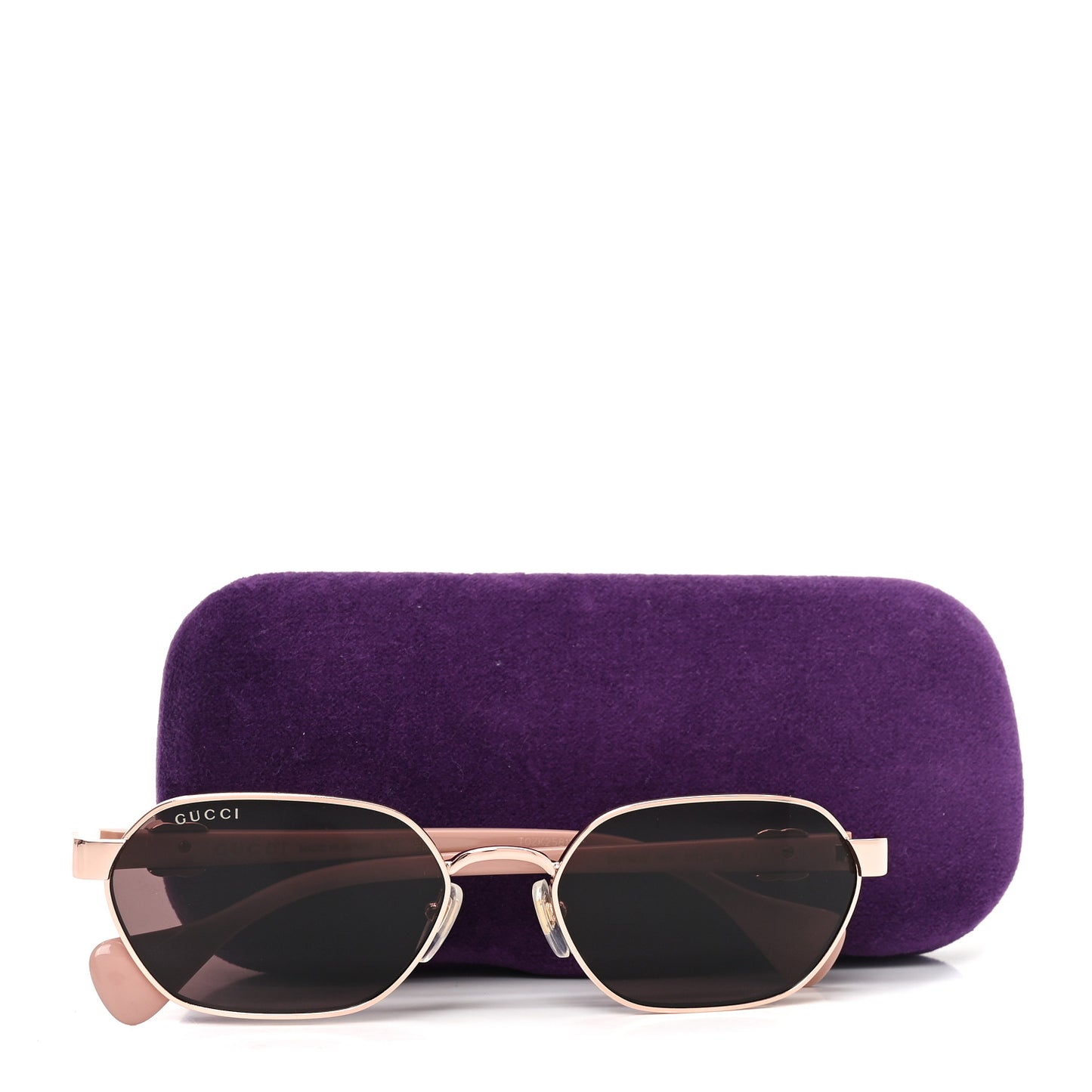 Metal Acetate Rectangular Frame Sunglasses GG1593S Rose Gold Pink