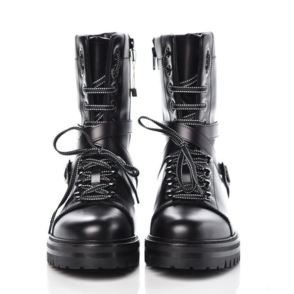 Valentino Garavani Smooth Calfskin Rockstud Buckled 25mm Combat Boots 38.5 Black 2 of 10