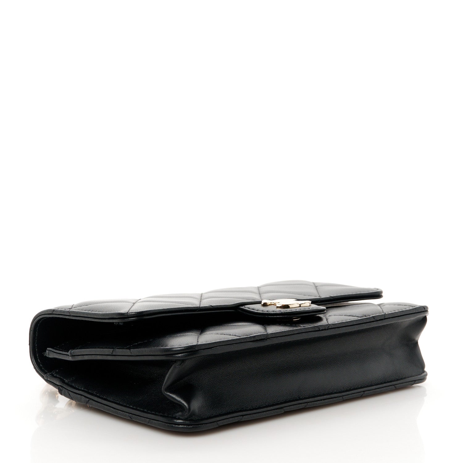 Chanel Lambskin Plexi Quilted Wallet On Chain WOC Black 4 of 12