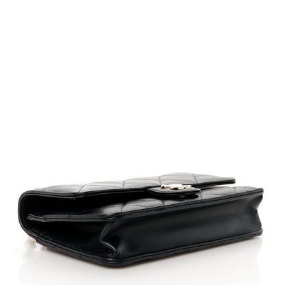 Chanel Lambskin Plexi Quilted Wallet On Chain WOC Black 4 of 12