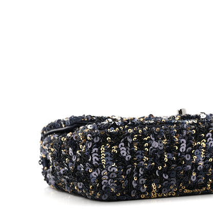 Chanel Sequin Mini Rectangular Flap Blue Black Ruthenium 9 of 11
