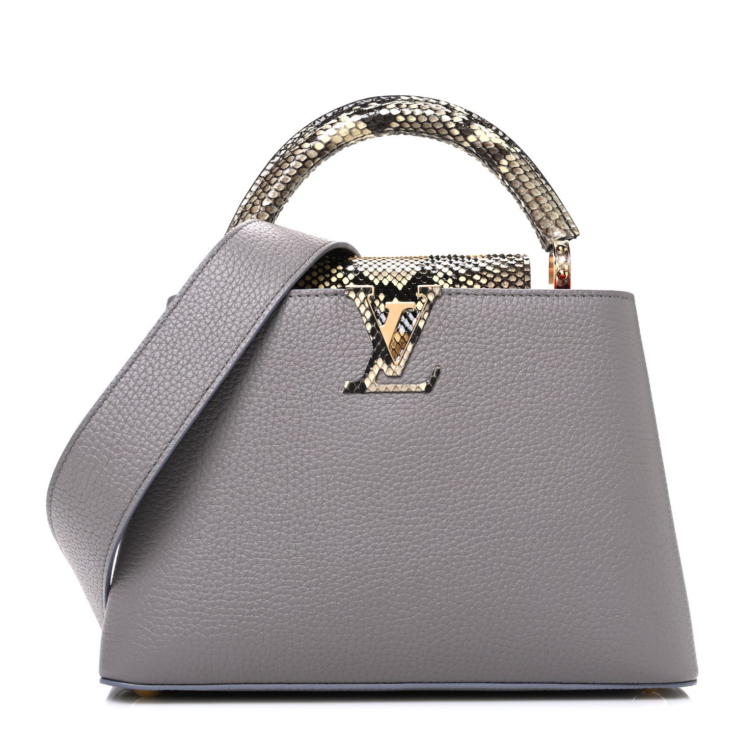 Taurillon Snakeskin Capucines BB Steeple Grey