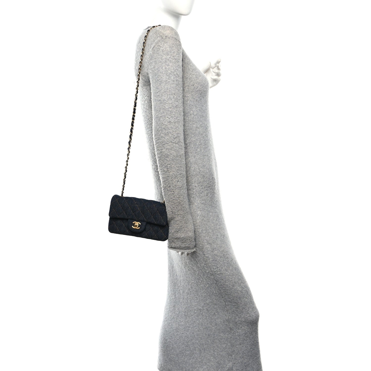 Chanel Denim Quilted Mini Rectangular Flap Dark Blue 2 of 11