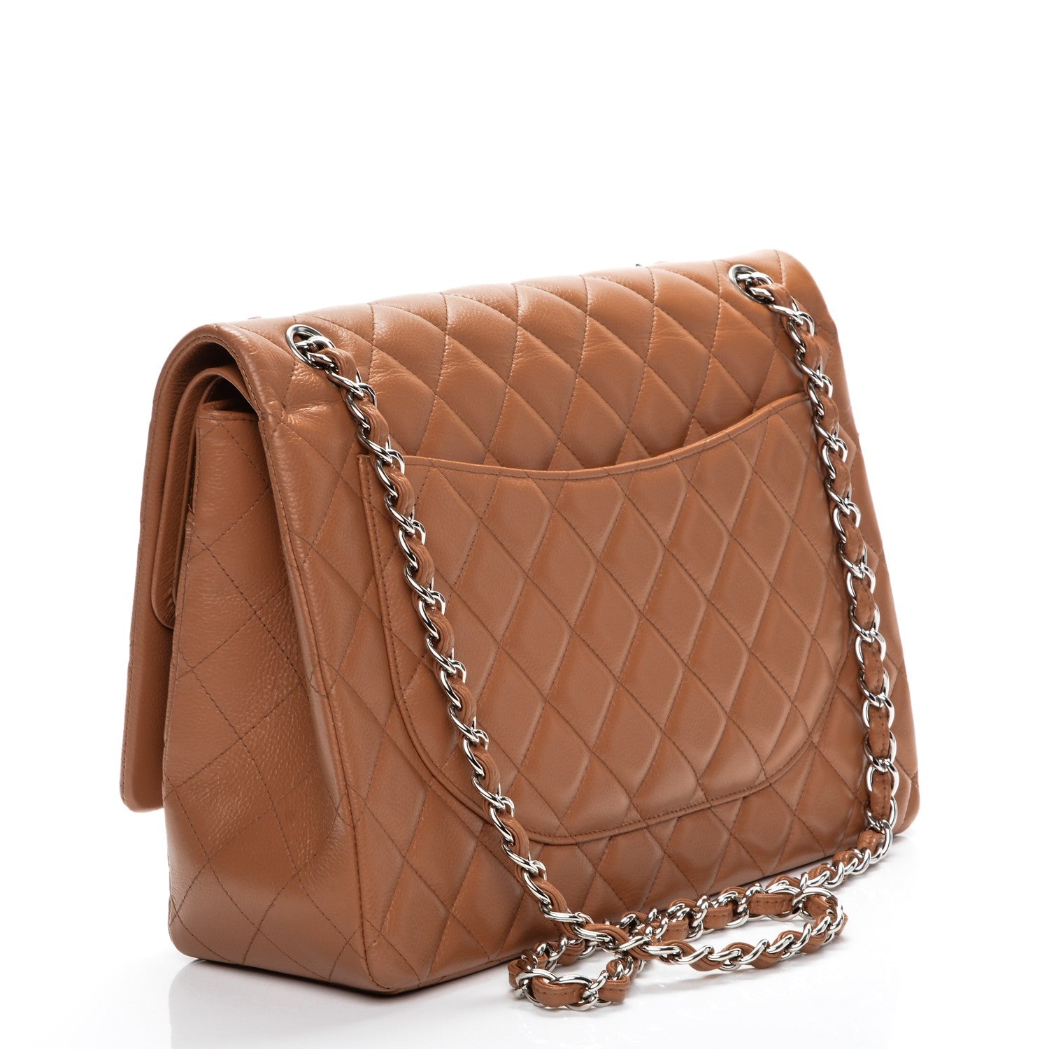 Chanel Caviar Quilted Maxi Double Flap Light Brown 3 of 7