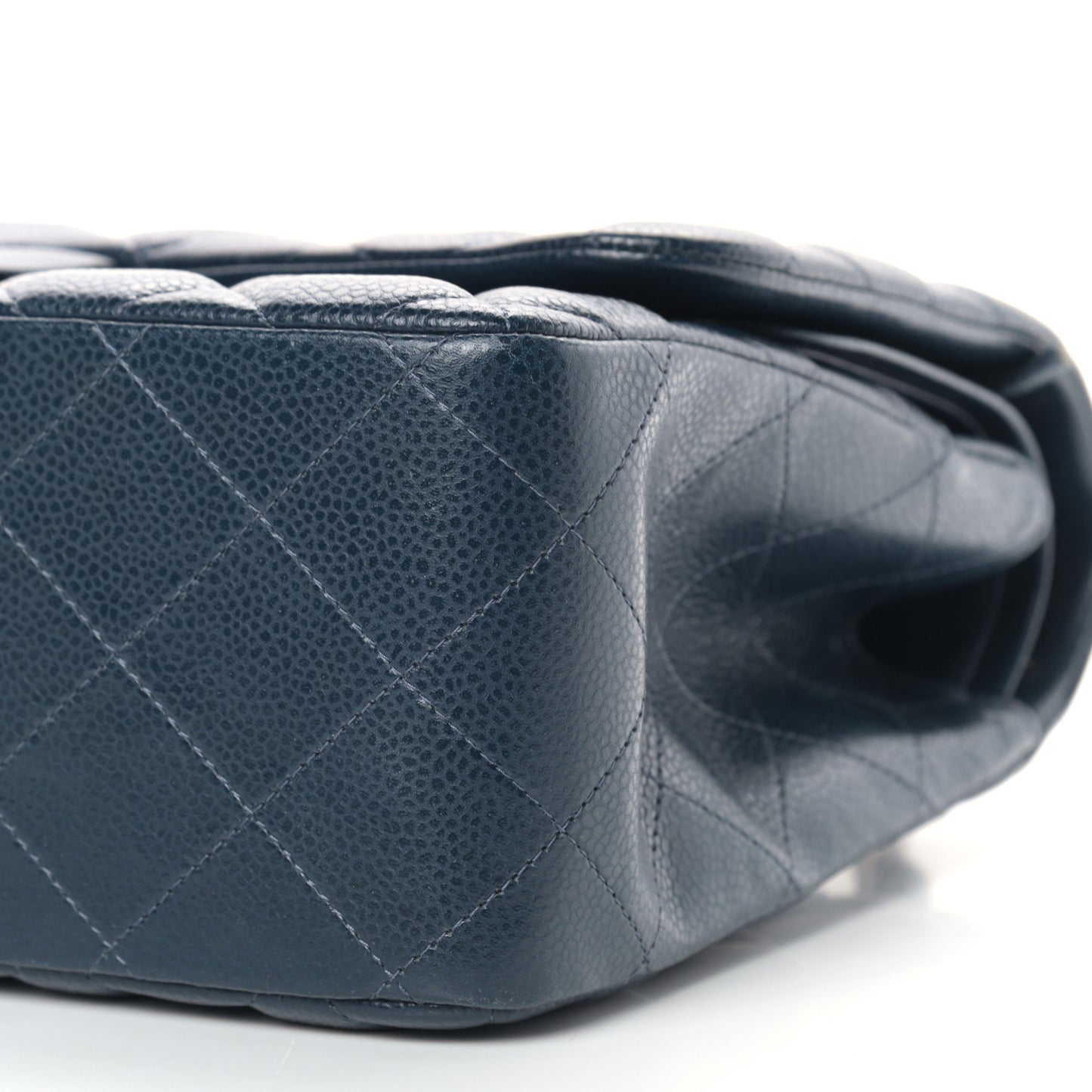 Caviar Quilted Jumbo Double Flap Navy Blue