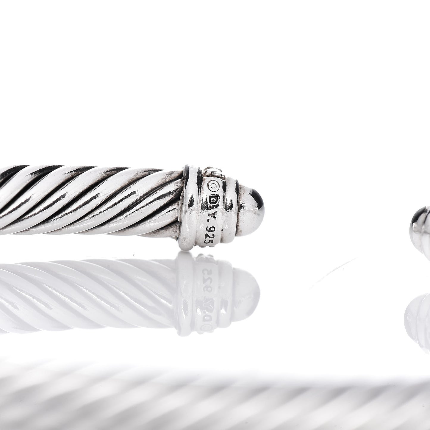 Sterling Silver Diamond 5mm Cable Classics Dome Bracelet