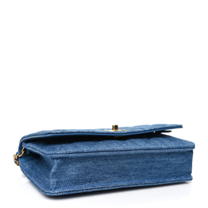 Chanel Denim Quilted CC Pearl Crush Wallet on Chain WOC Blue 4 of 11