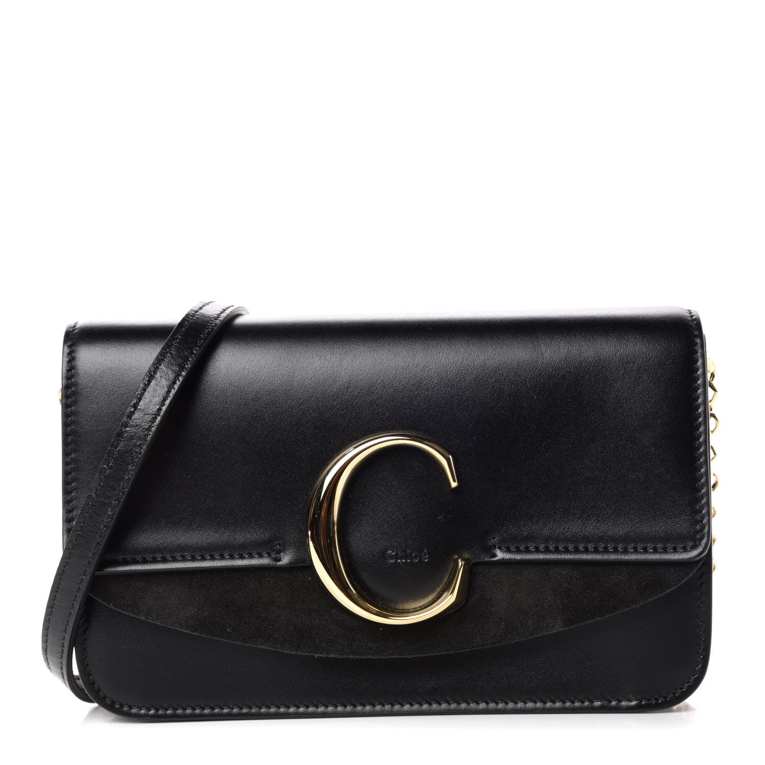 Chloe Calfskin Suede C Clutch With Chain Black 1 of 9