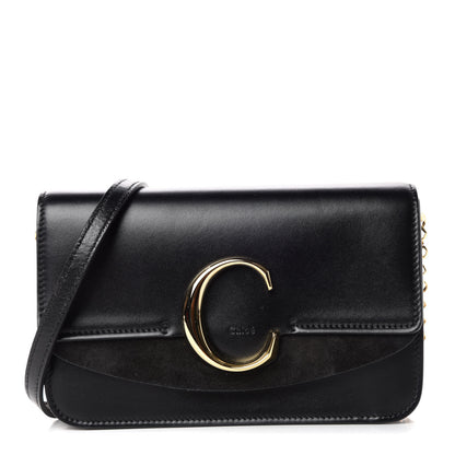 Chloe Calfskin Suede C Clutch With Chain Black 1 of 9