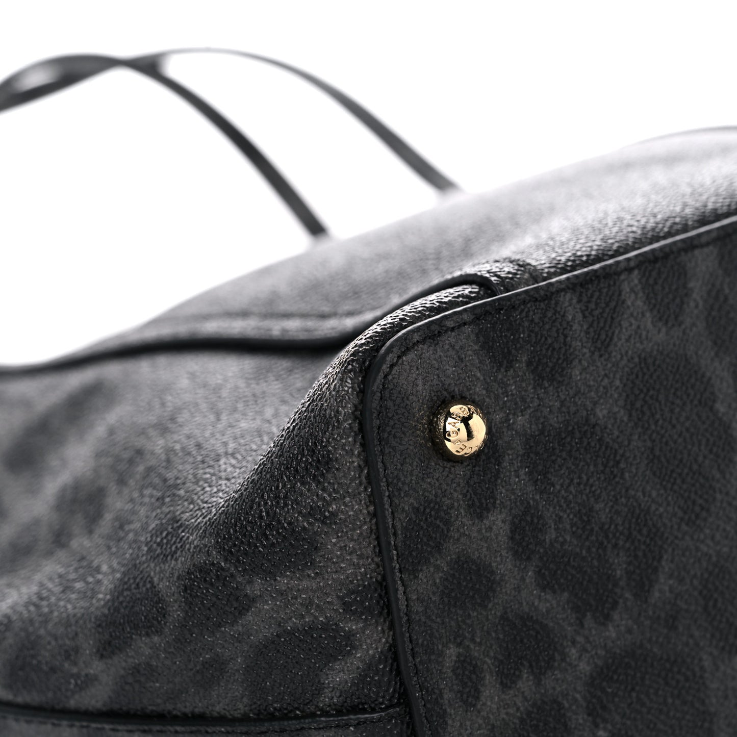 Coated Canvas Leopard Print Miss Escape Tote Grey
