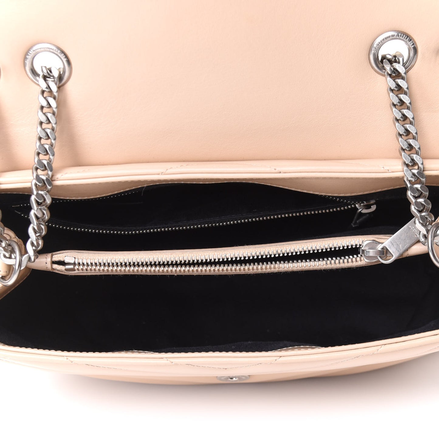 Calfskin Y Quilted Monogram Medium Loulou Chain Satchel Nude Powder