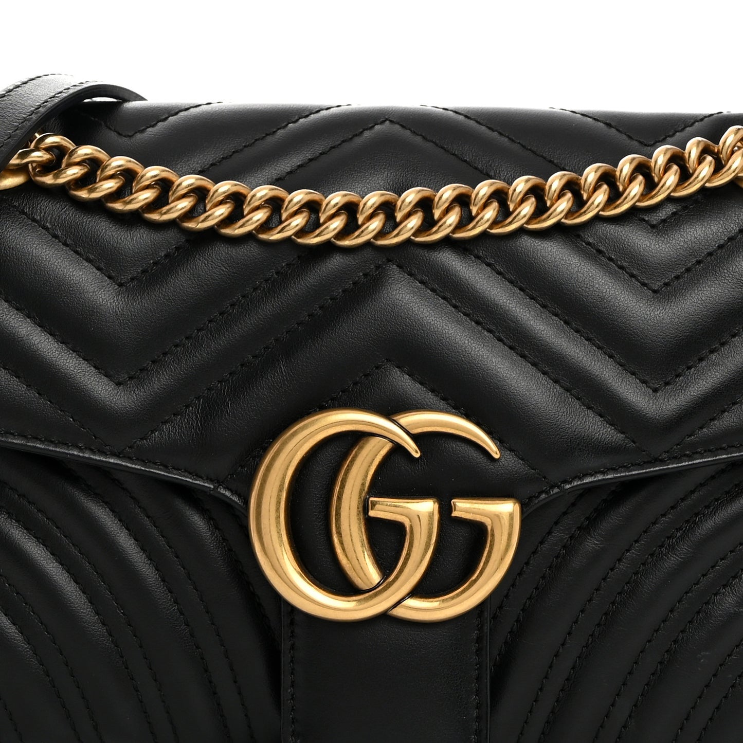 Calfskin Matelasse Small GG Marmont Shoulder Bag Black