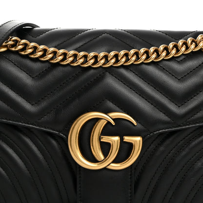 Gucci Calfskin Matelasse Small GG Marmont Shoulder Bag Black 8 of 10