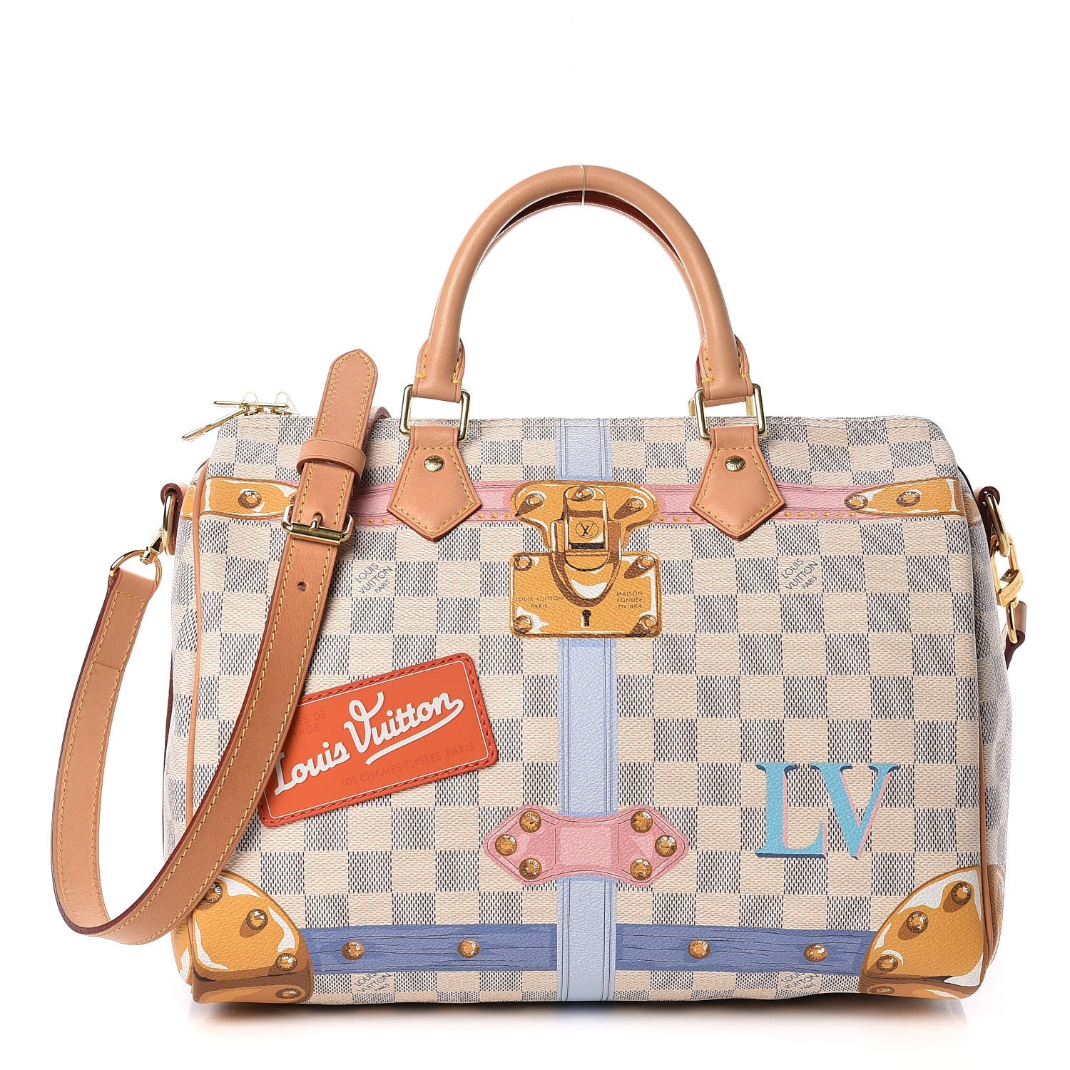 Louis Vuitton Damier Azur Summer Trunks Speedy Bandouliere 30 1 of 12