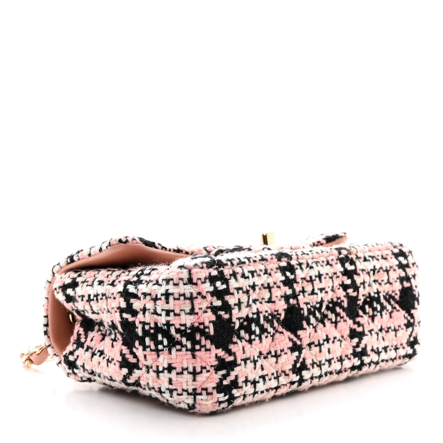 Chanel Tweed Quilted Mini Rectangular Flap Pink Black White 4 of 10