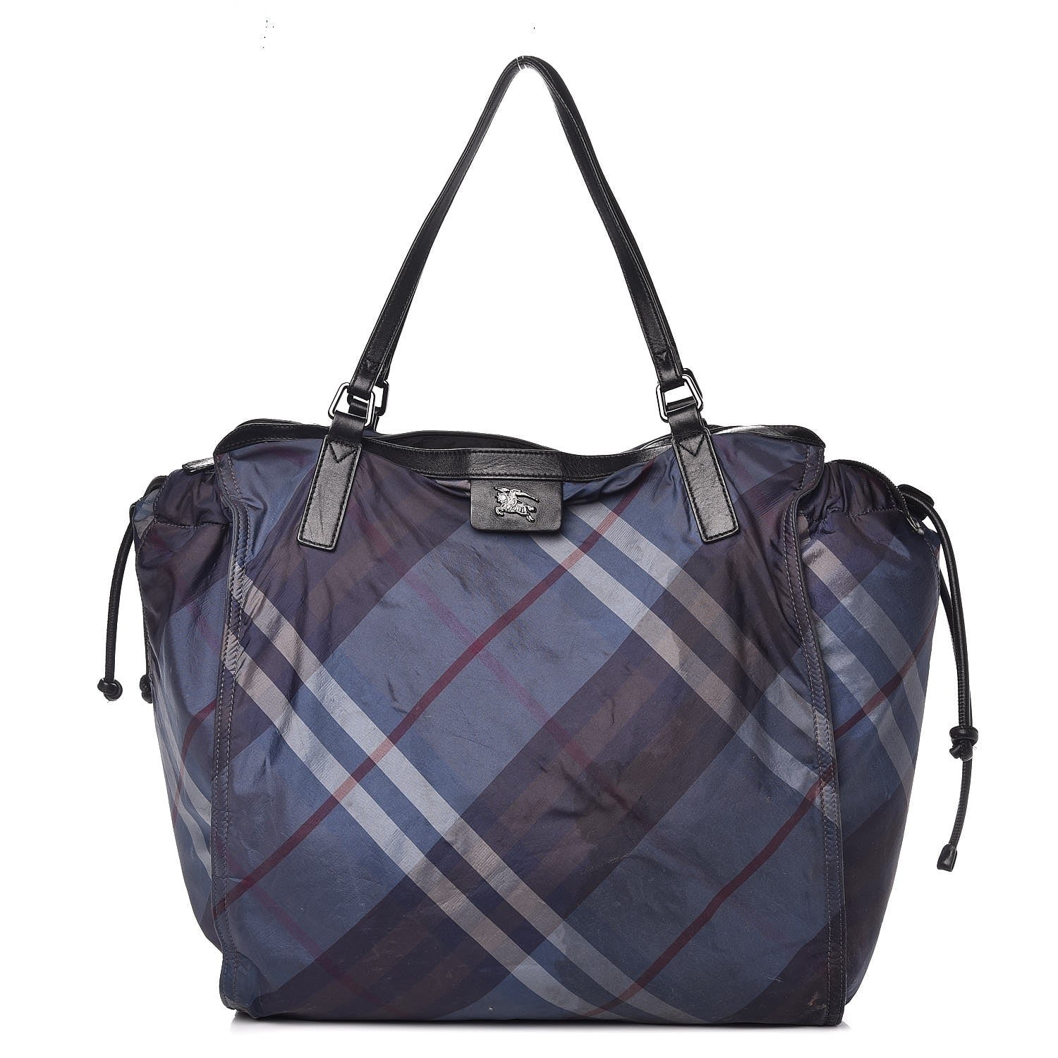 Burberry Nylon Nova Check Buckleigh Packable Tote Navy Blue 1 of 23