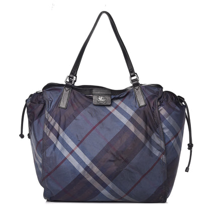 Burberry Nylon Nova Check Buckleigh Packable Tote Navy Blue 1 of 23