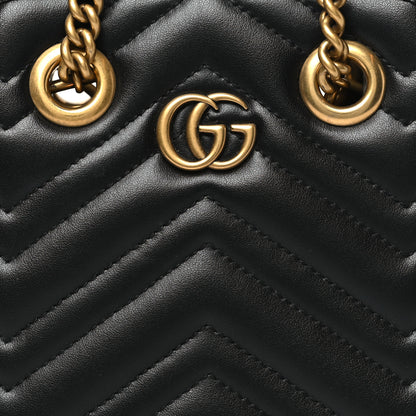 Gucci Calfskin Matelasse Chevron Mini GG Marmont Tote Black 8 of 10