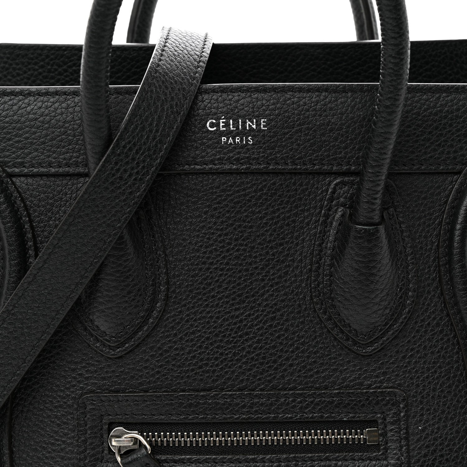 Celine Drummed Calfskin Nano Luggage Black 7 of 19