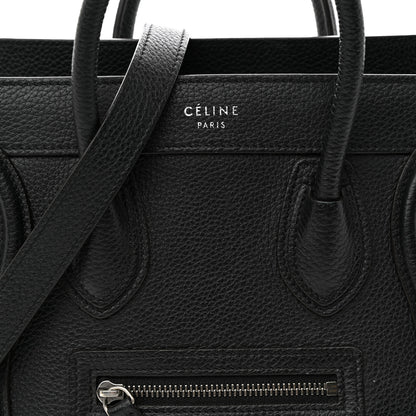 Celine Drummed Calfskin Nano Luggage Black 7 of 19