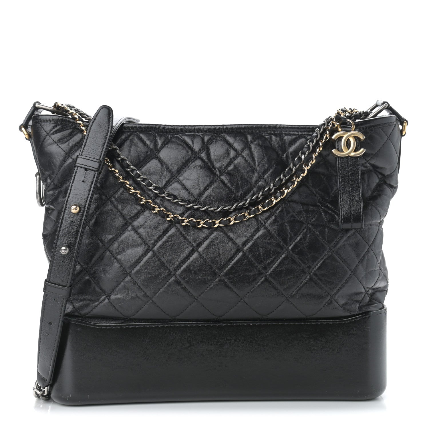 Chanel Aged Calfskin Quilted Large Gabrielle Hobo Black 1 of 11