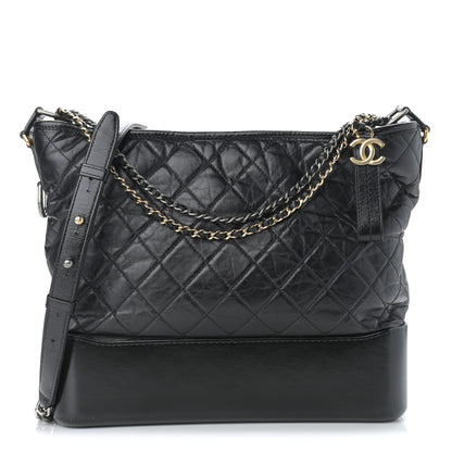 Chanel Aged Calfskin Quilted Large Gabrielle Hobo Black 1 of 11