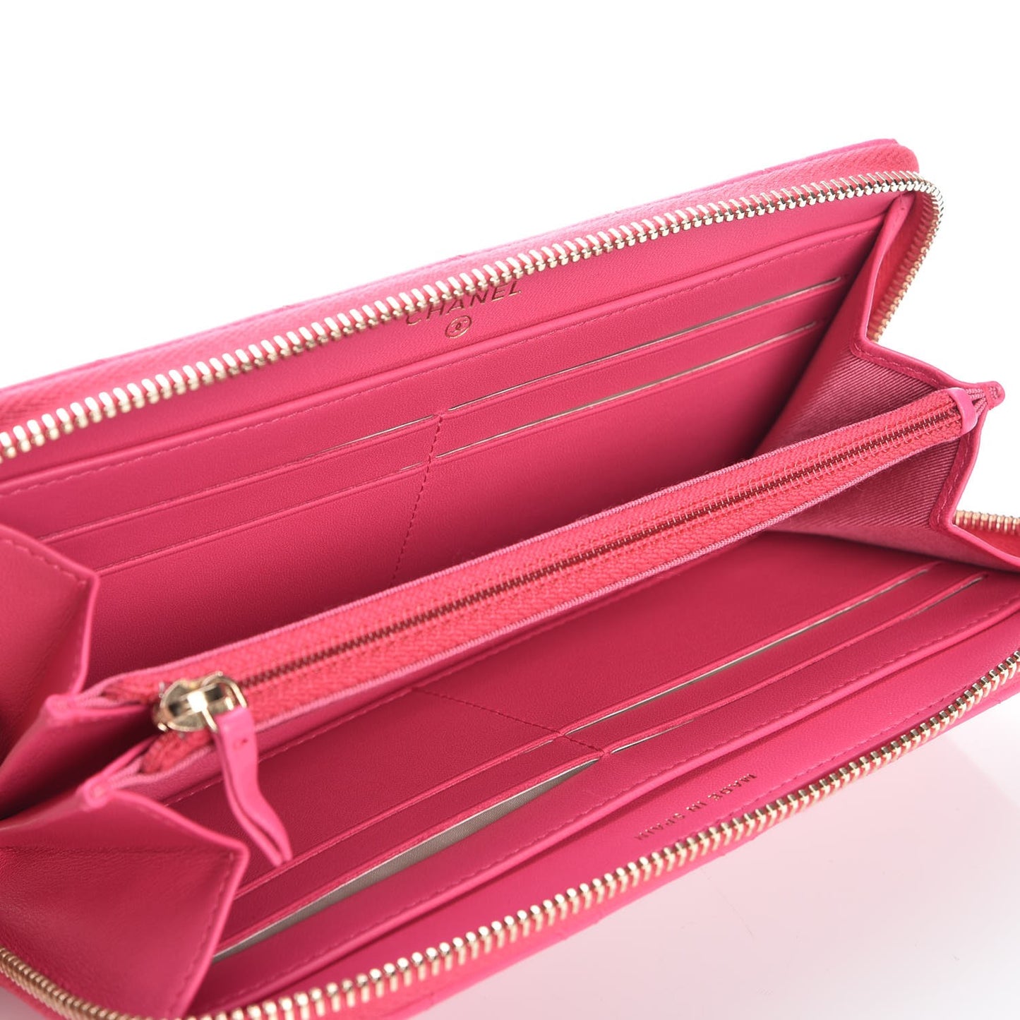 Lambskin Quilted Large Gusset Zip Around Wallet Pink