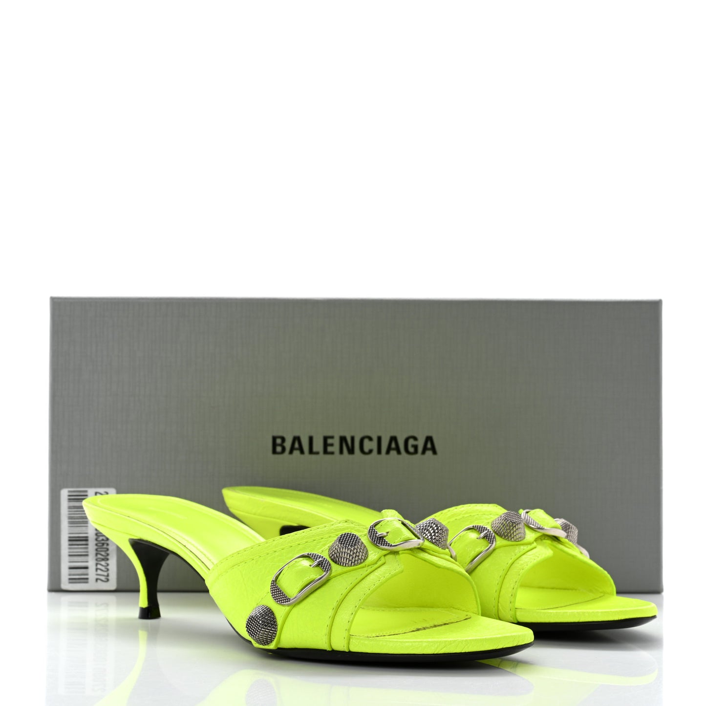 Agneau Arena Cagole 50mm Slide Sandals 39 Fluo Yellow