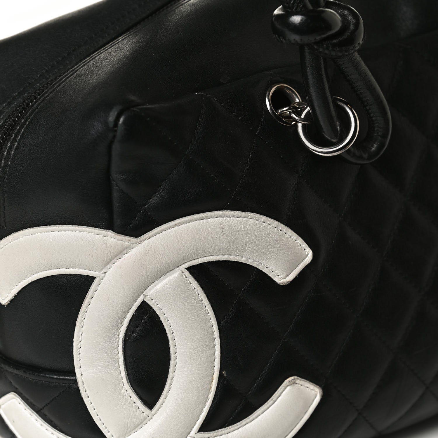 Chanel Calfskin Quilted Large Cambon Bowler Black White 12 of 17