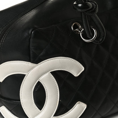Chanel Calfskin Quilted Large Cambon Bowler Black White 12 of 17