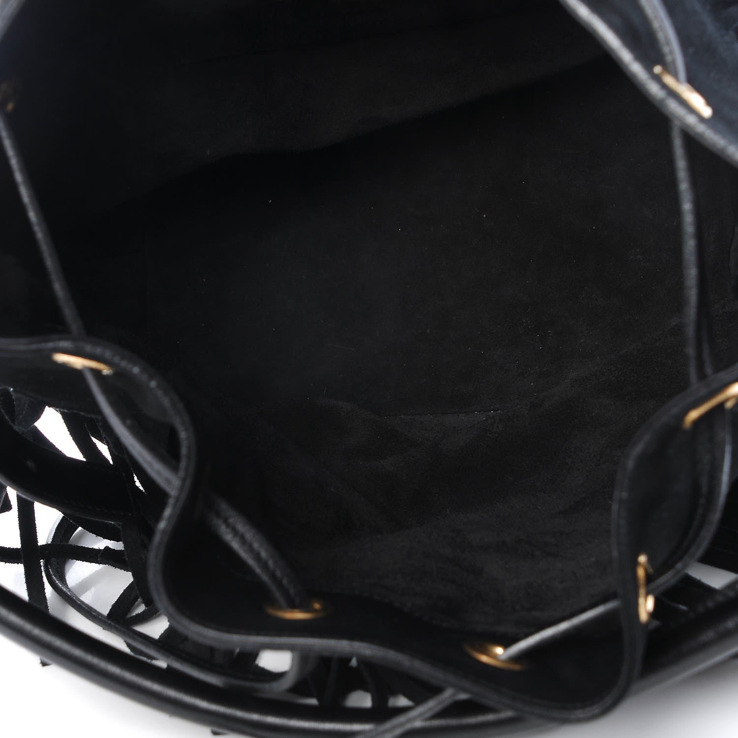 Saint Laurent Suede Calfskin Small Emmanuelle Fringe Bucket Bag Black 5 of 7