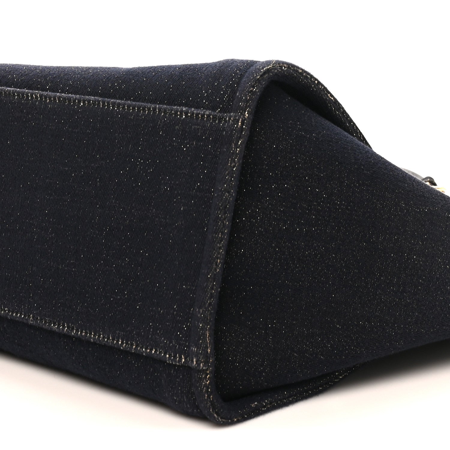 Chanel Lurex Canvas Medium Deauville Tote Navy Blue Gold 9 of 10