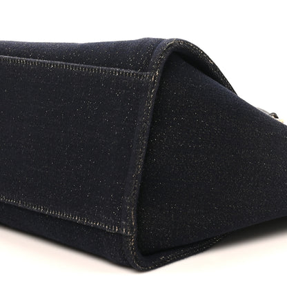 Chanel Lurex Canvas Medium Deauville Tote Navy Blue Gold 9 of 10