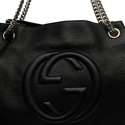 Gucci Pebbled Calfskin Medium Soho Chain Shoulder Bag Black 8 of 10