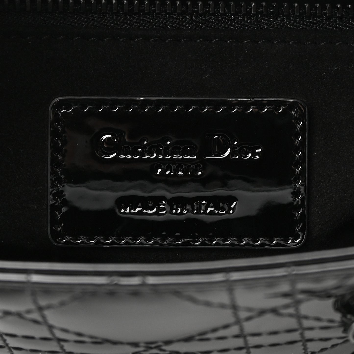 Ultraglossy Patent Cannage Small Lady Dior Black