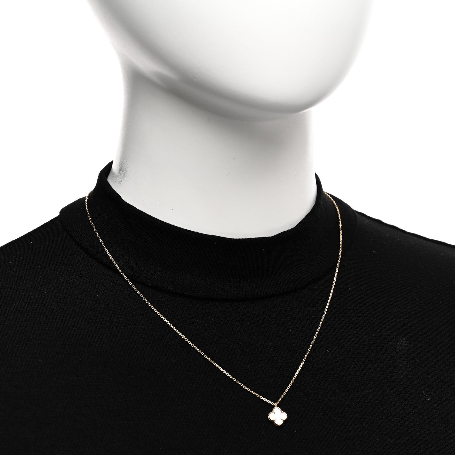 Van Cleef & Arpels 18K Yellow Gold Mother of Pearl Sweet Alhambra Pendant Necklace 2 of 5