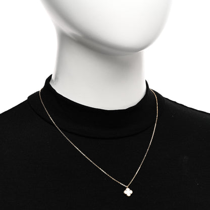 Van Cleef & Arpels 18K Yellow Gold Mother of Pearl Sweet Alhambra Pendant Necklace 2 of 5