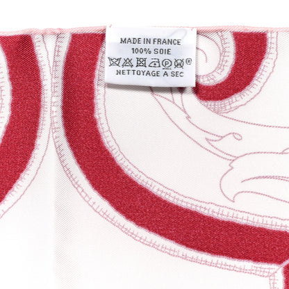 Hermes Silk L'Instruction Du Roy Muffler Rose White Bordeaux 4 of 5