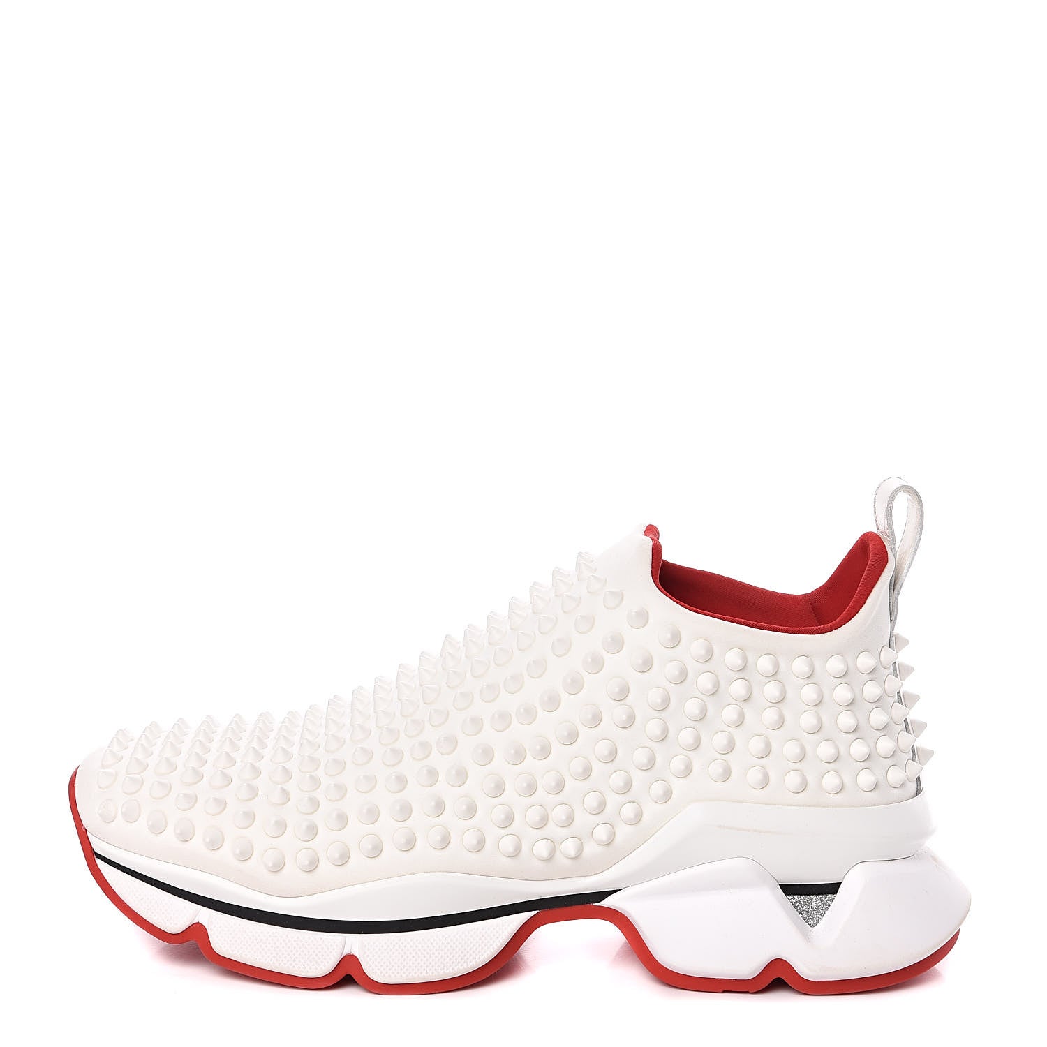 Christian Louboutin Neoprene Spike Sock Donna Flat Sneakers 38 White Snow Mat 1 of 8
