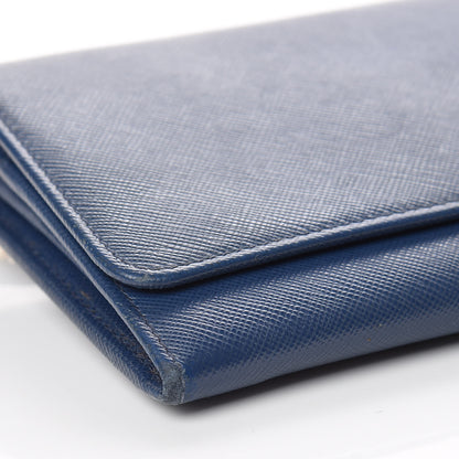 Prada Saffiano Metal Oro Chain Wallet Bleuette 8 of 9